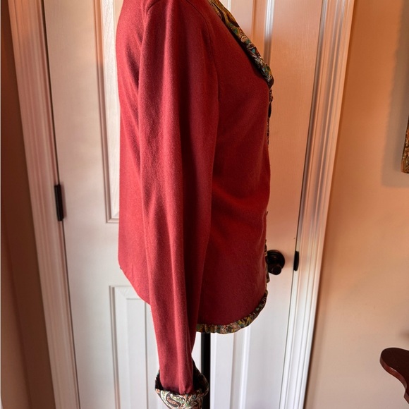 Soft Surroundings silk and cashmere Cardigan with Paisley Trim - Picture 3 of 10